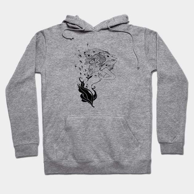 Witch With Wolves Line Artwork Hoodie by cellsdividing